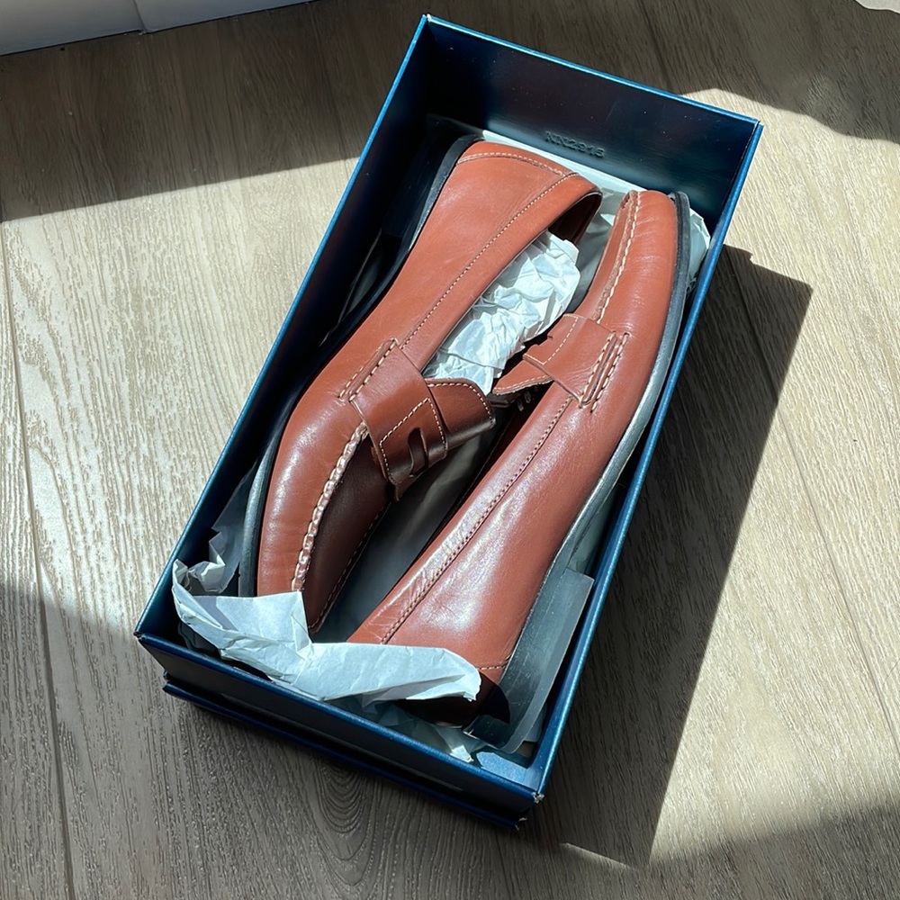 Cole Haan Womens Alexa Penny Moc II Saddle Tan Leather Loafers Size 8.5 B w/ Box
